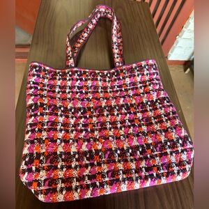 Vera Bradley Pink and Orange Tote Bag with tweed pattern